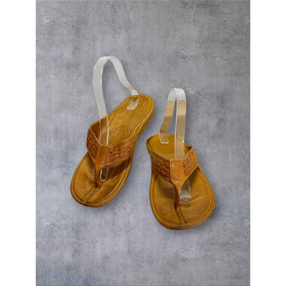 Pali Hawaii Thong Sandals Mens 9 Brown Woven Strap Flip Flops